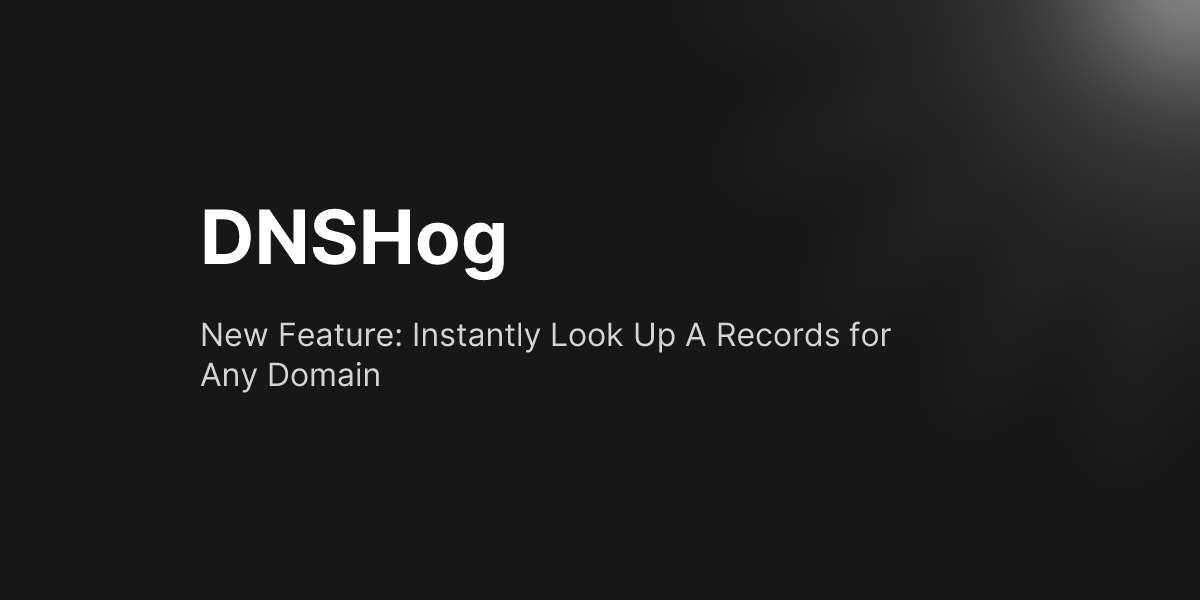 New Feature: Instantly Look Up A Records for Any Domain